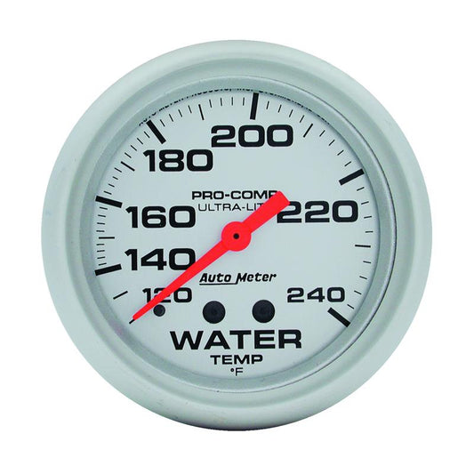 Autometer Ultra-Lite 66.7mm 120-240 Deg F Mechanical Water Temperature Gauge - White