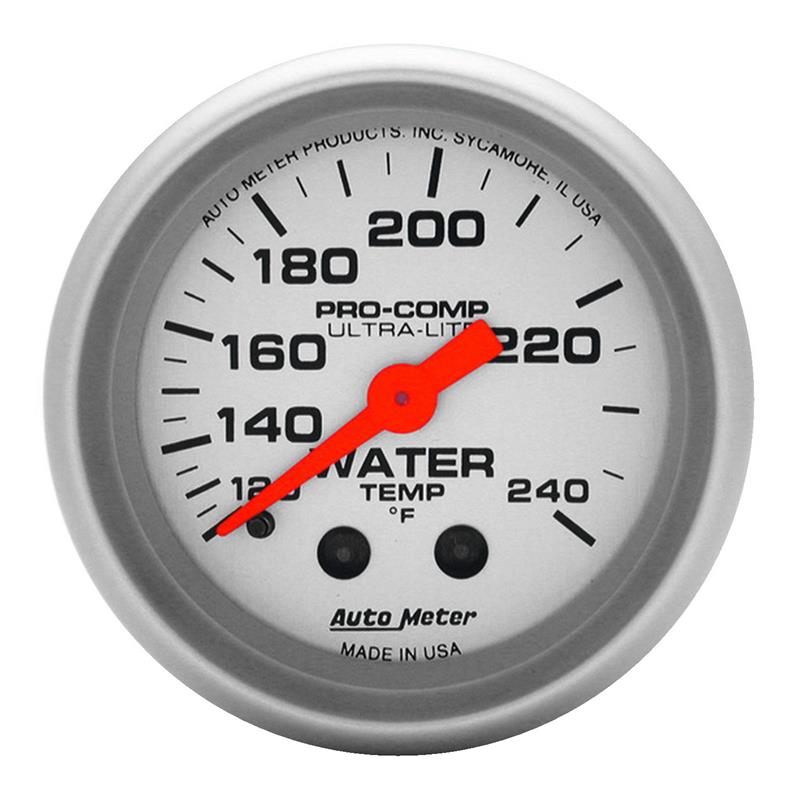 Autometer Ultra-Lite 52mm 120-240 Deg F Mechanical Water Temp Gauge 12in Tubing