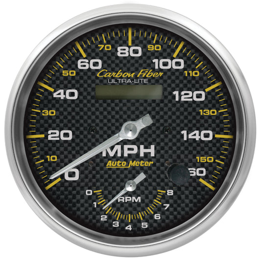 AutoMeter 160mph & 8k RPM Electirc Program 5in. Carbon Fiber Gauge Tach/Speedo