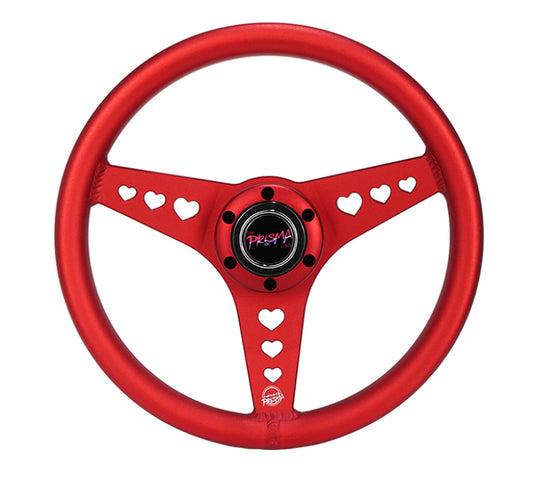 NRG All Aluminum Steering Wheel 330mm - Heart Cut Out- Ergonomic Grip- Anadized Red
