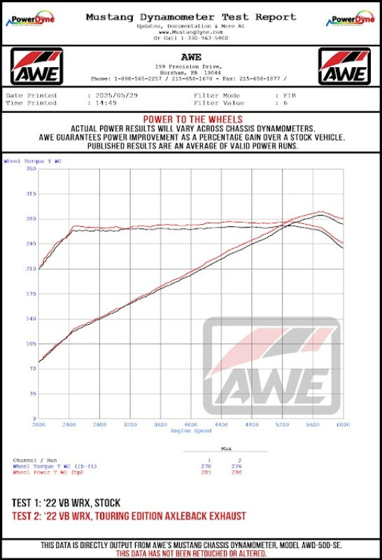 AWE Tuning 22-25 Subaru VB WRX Touring Edition Axleback Exhaust - Chrome Silver Tips