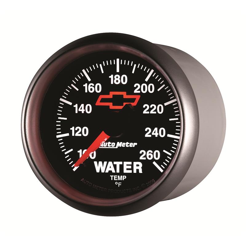 AutoMeter Gauge Water Temp 2-1/16in. 100-260 Deg. F Digital Stepper Motor Chevy Red Bowtie Black