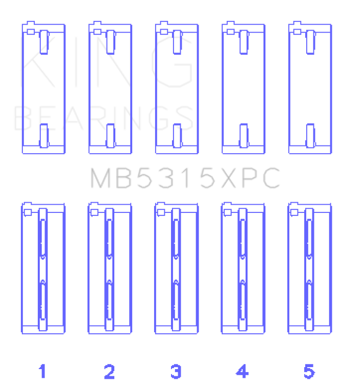 King 1992+ Mitsubishi 4G63/4G64 EVO I-IV (Size 0.5) Coated Performance Main Bearing Set