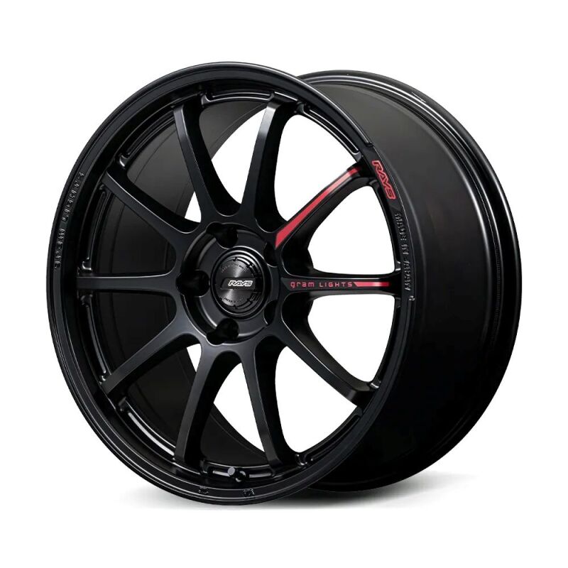 Gram Lights 57NR LIMITED II 18x9.5 +45 5-114.3 Semigloss Black Wheel w/ Black Cap/Stickers/Air Valve
