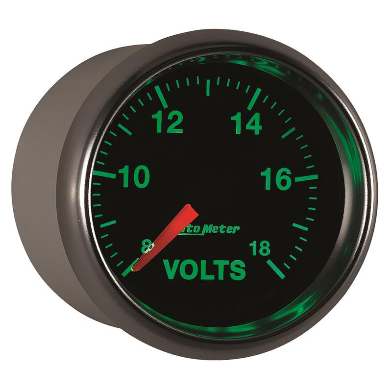 Autometer GS Series 2-1/16in Voltmeter 18V Electrical Gauge Full Sweep