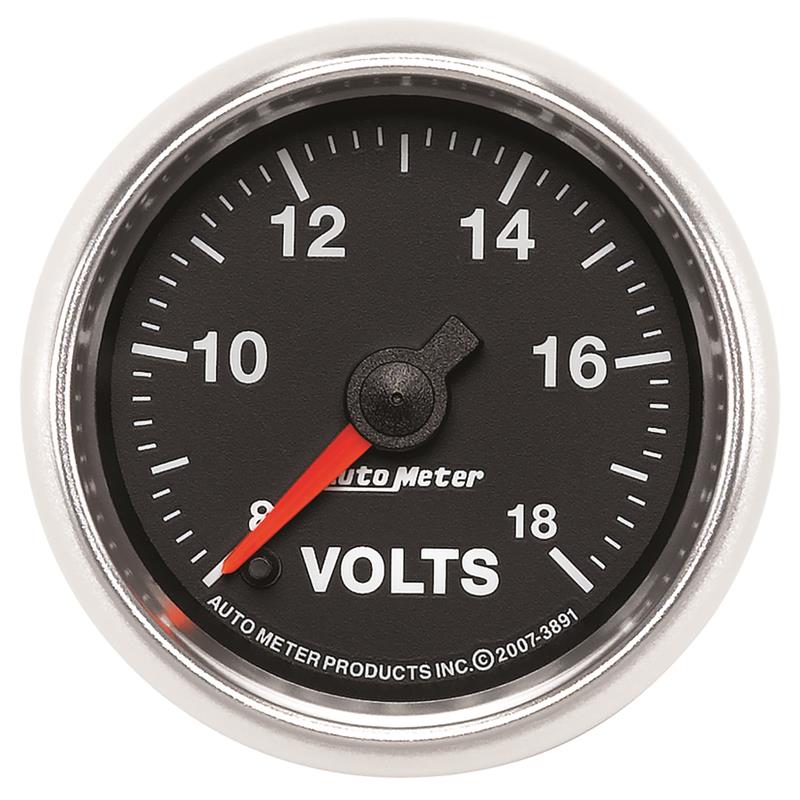 Autometer GS Series 2-1/16in Voltmeter 18V Electrical Gauge Full Sweep