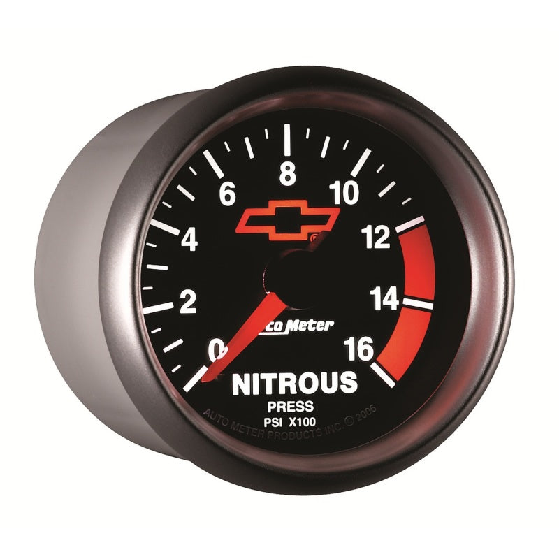 Autometer GM Bowtie Black 2-1/16in 0-1600 PSI Nitrous Pressure - Digital Stepper Motor