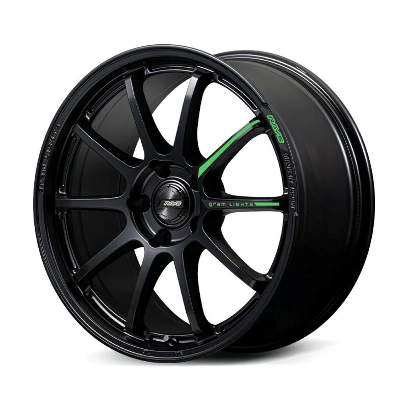 Gram Lights 57NR LIMITED II 18x8.5 +45 5-112 Semigloss Black Wheel w/ Black Cap/Stickers/Air Valve