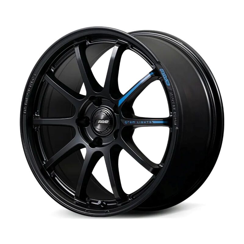Gram Lights 57NR LIMITED II 18x9.5 +12 5-114.3 Semigloss Black Wheel w/ Black Cap/Stickers/Air Valve