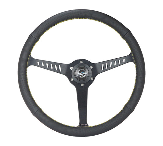 NRG Reinforced Steering Wheel (380mm/1in. Deep) Perforated Leather and Yellow Stitching